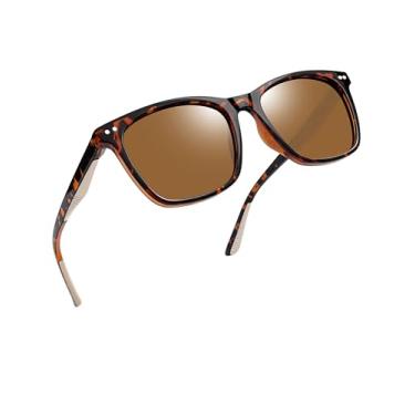 Imagem de Óculos de sol quadrados polarizados, femininos, masculinos, vintage, retrô, dirigir, pesca, golfe, SY6016, Armação leopardo | Lente marrom