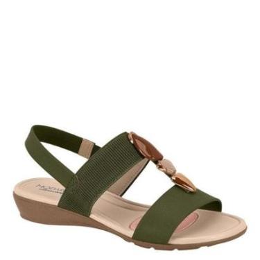 Imagem de Sandalia Anabela Feminina Modare Elastico Pedrarias 7127.260 - Oliva Napa - 34-Feminino