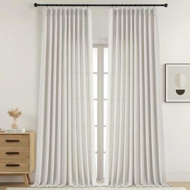 Imagem de Ebesto Cortinas naturais plissadas extra largas de 262 cm de comprimento, cortinas de janela com filtragem leve e arejada macia para porta de vidro deslizante de pátio, cortinas modernas com aba