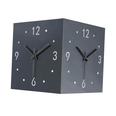 Imagem de XLWLLNJ Relógio de parede de canto duplo, moderno, com luz, fácil, criativo, decorativo e silencioso para sala de jantar, cozinha e escritório.