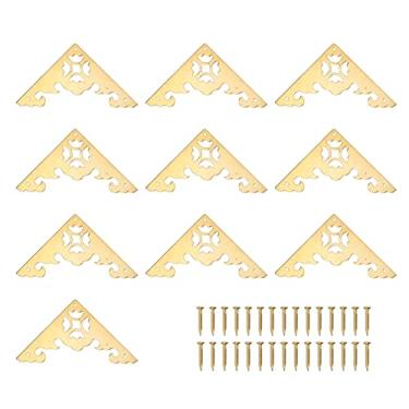 Imagem de Caixa decorativa antiga de canto de livro de metal vintage protetor de canto de caixa de madeira capa decorativa de canto para bagagem DIY decoração de casa latão 8x5,5 cm 10