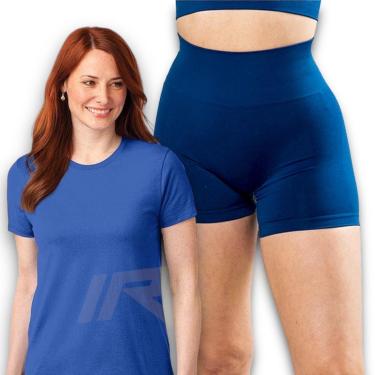 Imagem de Kit Short Legging BÁSICO Cós Alto + Camiseta Academia Fitness Corrida Dry PLT 382-Feminino