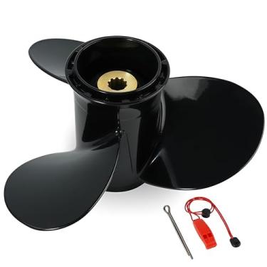 Imagem de QIKIRUO Hélice de alumínio para barco de passo 9 1/4 x 10 para motores de popa Suzuki 8-20HP, 3 lâminas 10 dentes estriados, referência OEM Nº 58100-90L60-019, RH, (9,25 x 10)