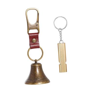 Imagem de Vaveren Conjunto de sino e apito em formato de urso, apito de emergência, chaveiro compacto, decoração para mochila, sino para animais de estimação, ideal, Bronze Antigo