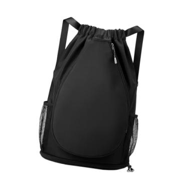 Imagem de harayaa Mochila de tênis, mochila esportiva com alças de ombro ajustáveis, bolsa para raquete de badminton, bolsa para bolas e acessórios de tênis, ideal para, Preto