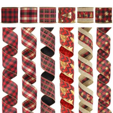 Imagem de  Cinta MEEDEE Navidad de cuadros rojos y negros, estilo búfalo, 6.3 cm
