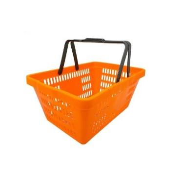 Imagem de Kit com 5 cestas cestinhas plásticas de compra de supermercado 15L (laranja)