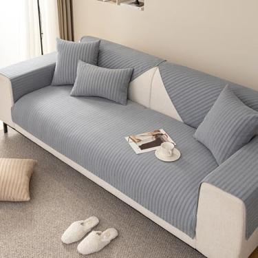 Imagem de HGTRH Sofá capa de sofá poltrona, capa de sofá 3 2 4 lugares sofá de canto em forma de L, lavável tecido chenille sofá cobertor protetor de sofá proteção cinza 90 * 90