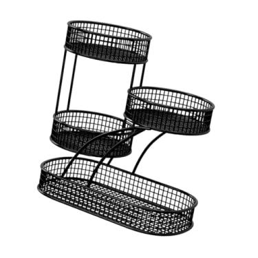 Imagem de IEUDNS Cesta de frutas, tigela de frutas de malha, organizador de penteadeira versátil, quarto, 4 camadas, banheiro, organizador para pães, lanches, Preto