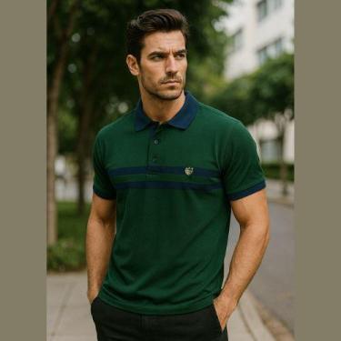 Imagem de Camisa Polo Masculina Diversas Cores em Malha Piquet Tamanho:GCor:Azul