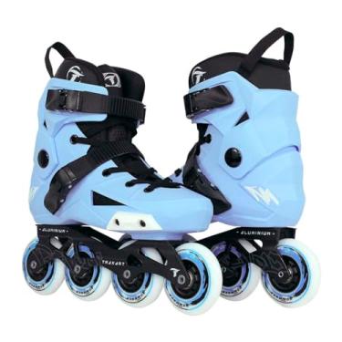 Imagem de Patins Traxart Revolt Inline Freestyle Azul Claro - 80mm ABEC-9
