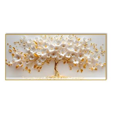 Imagem de Quadro Decorativo 110x70 Grande Árvore da Vida Pétala Branca – Arte Moderna para Sala e Quarto