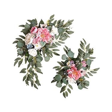 Imagem de Naroote Ganhos de Flores Rosas Brancas Champanhe para de Casamento, Decoração Elegante de Peça Central, Arranjo de Flores de Seda para Cerimônia e chá de Panela (163.00)