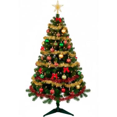 Imagem de Árvore de Natal 90 cm Luxo Cheia Pequeno Pinheiro Artificial com 120 Galhos e Base Desmontável