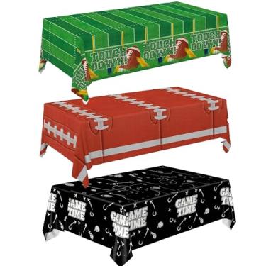Imagem de T-Mogur 3 Packs Football Tablecloths Disposable Plastic Table Cover Backdrop - 54"x108" Giant Party Decorations Table Cloth Football Sport Theme Birthday Party Supplies Favor Gameday Decor Accessories