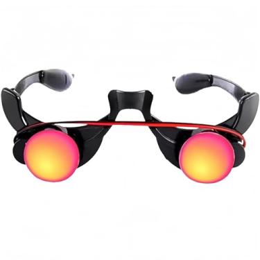 Imagem de JIAHG Acessório de fantasia de Dia das Bruxas, óculos de olhos vermelhos brilhantes para óculos de terror Dark Grim Reaper Glow Glasses Cosplay Death Wizard Devil Dressed up Rave Party Favor Eyewear