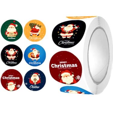 Imagem de Christmas Stickers Roll 1in Waterproof Self-Adhesive Decals 6 Santa Claus Designs Xmas Holiday Winter Gift Tags Stickers for New Year Gift Envelopes Invitations Cards Decorations-500 PCS