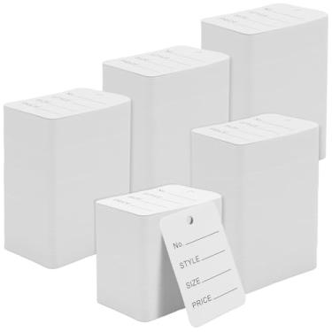 Imagem de NINGWAAN Etiquetas de preço de papel branco 5000 peças, etiquetas de preço de roupas escritas perfuradas etiquetas de loja de cupons sem cordão para varejo, produtos, joias, 5 x 3,5 cm