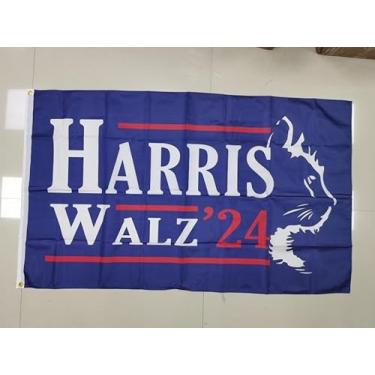 Imagem de Kamala Harris for President 2024 | Bandeira Cat Lady 0,9 x 1,5 m (azul)