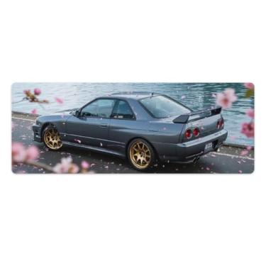 Imagem de HouLaiZhe Tapetes de mesa de carro JDM R32 Tapetes de mouse para jogos, tapetes de mesa grandes para teclado de mesa, tapete de computador 30 x 80 cm