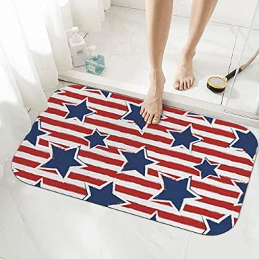 Imagem de Tapetes de banheiro 19,7 x 31,5 polegadas, vermelho branco estrela listra bandeira diatomácea tapetes de banho antiderrapante super absorvente tapetes para cozinha tapete de porta chuveiro, tapetes de