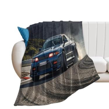 Imagem de HouLaiZhe Cobertor super macio de flanela JDM R32 Drift Motion Cool Lightweight Cooling Blankets para sofá-cama, cadeira, sofá, carro, viagens ao ar livre, leve, quente, 101,6 x 127 cm