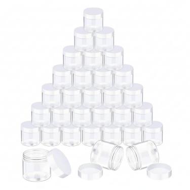 Imagem de Embalagem com 12 frascos de plástico transparente para guardar geleca com tampas para produtos de beleza, faça você mesmo ou outros, Branco, 5 Ounce