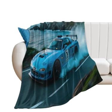 Imagem de HouLaiZhe Cobertor Super Macio Flanela Costeira Rodovia JDM Carro Rx7 Esportes de Velocidade Extrema Leve Cobertores de Refrigeração para Sofá-Cama Cadeira Sofá Carro Viagem ao Ar Livre Leve Quente