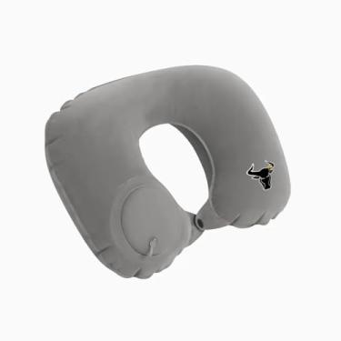 Imagem de Travesseiro Inflável de Pescoço Portátil Cinza – Almofada Ergonômica para Viagem, Compacta, Leve e Confortável para Avião, Carro, Ônibus e Uso Diário