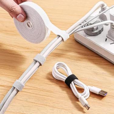 Imagem de 1 rolo de gancho e laço fita autoadesiva envoltório de nylon para gerenciamento de cabos organizador de linha de dados ferramenta de fixação de suporte de plantas