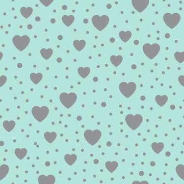 Imagem de Papel de Parede Vinílico Corações Cinza E Verde Quarto 1.5m - DELIQUAD