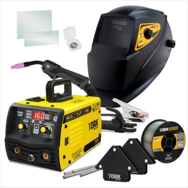 Imagem de Maquina Solda Inversora Mig Sem Gás 160a Tig Mma Trisolda + Máscara 4K