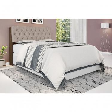 Imagem de Cabeceira Box Casal 1,38 Isis Malbec Com Capitonê Bege - Framar Móveis