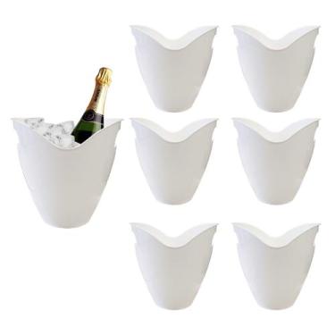 Imagem de Balde Acrilico Kit 7pçs 3,3l Reforçado Champanheira Neoplas, Branco