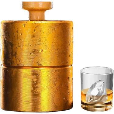 Imagem de Moldes de cubo de gelo de diamante, prensa de cubos de gelo transparente, prensa de bola de gelo de 7 x 6 cm, derretimento lento, alumínio de grau aeronáutico, para coquetéis e uísque para freezer