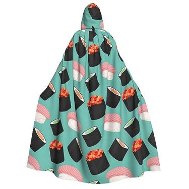 Imagem de Capa com capuz de Halloween com estampa de comida de sushi, estampa gótica, capa unissex para festas temáticas de decoração de carnaval