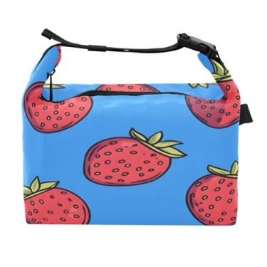 Imagem de STAYTOP Lancheira de morango com fivela de alça, lancheira isolada para meninos e meninas, lancheira térmica para trabalho escolar