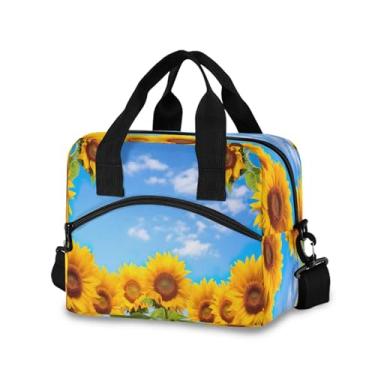 Imagem de Burbuja Lancheira térmica girassóis para mulheres e homens, lancheira portátil com alça de ombro removível, lancheira para viagem, piquenique, escritório, trabalho
