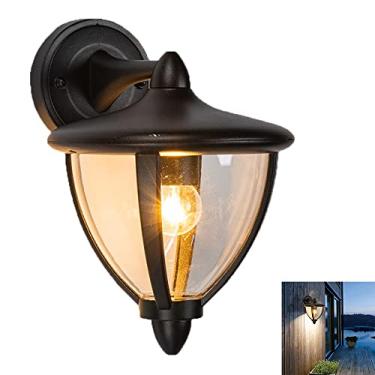 Imagem de Arandela de parede, luminária de parede externa em metal e vidro, lanterna de metal, luminária de parede clássica para terraço, casa, pátio, jardim, corredor, fachadas externas.