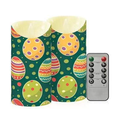 Imagem de Wassud Pacote com 2 velas verdes sem chama com controle remoto, velas realistas cintilantes com temporizador, velas decorativas para Natal, casamento, festa, decoração de casa média