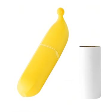 Imagem de Escova de fiapos em forma de banana – removedor de pelos portátil e de animais de estimação para limpeza de pelos de cães e gatos, rolo de fiapos com design divertido de frutas para sofá e roupas