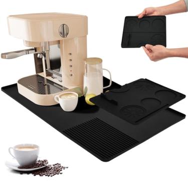 Imagem de Tapete de silicone sob a máquina de café, tapete de adulteração removível 2 em 1 com ralo reservado, encaixe antiderrapante sob máquinas de café expresso, base multifuncional, acessórios de barra de