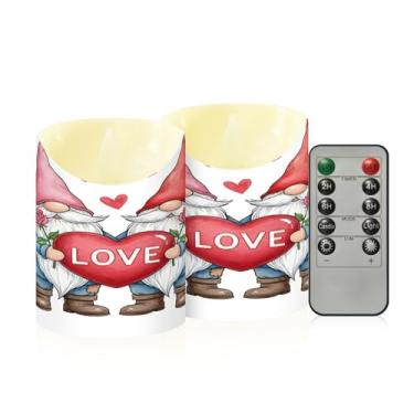 Imagem de Wassud Pacote com 2 lindos gnomos velas sem chama com controle remoto, velas realistas cintilantes com temporizador, velas decorativas para Natal, casamento, festa, decoração de casa pequena
