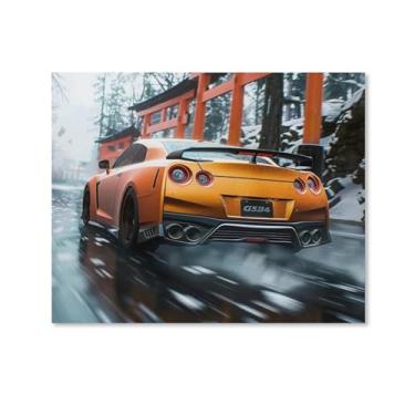 Imagem de HouLaiZhe Drift Sports R35 Jdm Car Cool Posters Tela Estética Decoração de Quarto Pintura de Parede Impressões Sala de Galeria Decoração de Parede para Quarto Sala de Estar Escritório 08 x 10