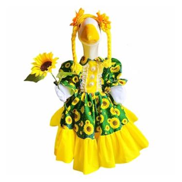 Imagem de Asixxsix Roupa de Ganso de Varanda, Saia de Roupas de Estátua de Ganso de Girassol, Traje de Estátua de Ganso à Prova de Desbotamento e Lavável à Máquina, Roupas de Ganso para Pátio