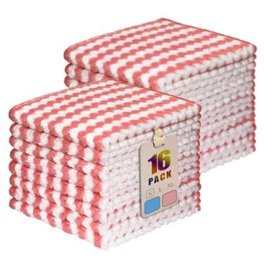 Imagem de AIWIWH Toalhas de prato, panos de limpeza de microfibra de veludo coral, super absorventes e de secagem rápida, panos de prato reutilizáveis sem fiapos para cozinha, lavar pratos (16, rosa pequeno)