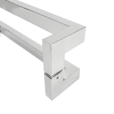 Imagem de Puxador Porta Duplo Em Aço Inox 40cm Modelo Solution Acabamento:Escova