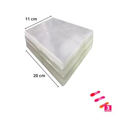 Imagem de Kit Saco Transparente PP 11x20cm com 50 Unidades e Fita de Cetim 22mm x 10 Metros