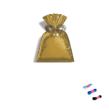 Imagem de Kit Saco Metalizado 15x22cm com 50 Unidades e Fita de Cetim 15mm x 10 Metros