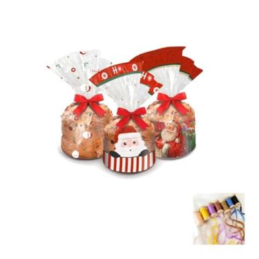 Imagem de Kit Saco Panetone 500g Cromus 25x35cm Com Fita Cetim 4mmx10m
